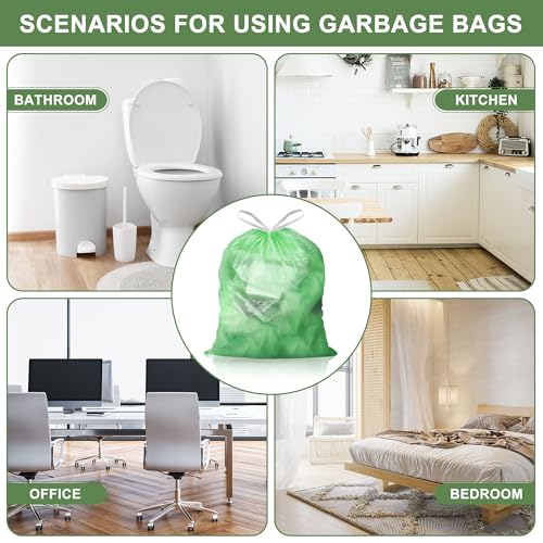 4 Gallon Trash Bags Drawstring 100 Count, JUKFITA Strong Small Garbage Bag, Unscented Trash Can Liners for Bathroom Restroom Office Kitchen, Green - color: Green, size: 100 Count (Pack of 1)