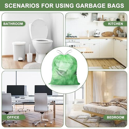 4 Gallon Trash Bags Drawstring 100 Count, JUKFITA Strong Small Garbage Bag, Unscented Trash Can Liners for Bathroom Restroom Office Kitchen, Green - color: Green, size: 100 Count (Pack of 1)
