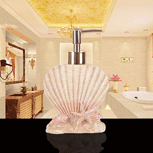 Shell Lotion Dispenser Bottle, Decorative Leak Pump Container for Bathroom Kitchen Plastic Electroplated Press 300ml 1 Pack