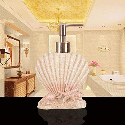 Shell Lotion Dispenser Bottle, Decorative Leak Pump Container for Bathroom Kitchen Plastic Electroplated Press 300ml 1 Pack