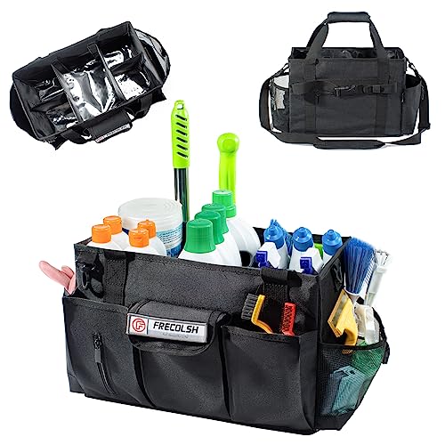 Large Cleaning Caddy for Cleaning Suppliers Organizer,15" Storage Organizer for House Clean Essential, Wearable Cleaing Bag, Storage Caddy for Housekeeping - color: Black, size: Large