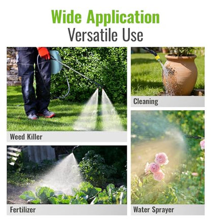 PASAMIC 2 Gallon Battery Powered Sprayer, Rechargeable Electric Sprayer with 2 Speeds & 4 Nozzles, Battery Indicator, Retractable Wand, Adjustable Straps & Storage Bag for Lawn Garden