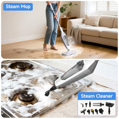 SENMO Steam Mop, 14-in-1 Detachable Steam Cleaner for Home and Floor, 1300W 228°F Deep Cleaning MultiPurpose Floor Steamer with 14 Attachments for Hardwood Floors, Tile, Grout, Furniture, Carpet, Wall