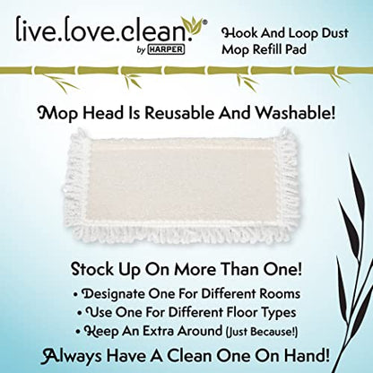 Harper Live.Love.Clean. Bamboo 2-in-1 Smooth Surface Wet/Dry Dust Mop with (2) Washable Pads for Cleaning Dust, Pet Hair & Fine Dry Dirt - style: Bamboo Wet/Dry Dust Mop