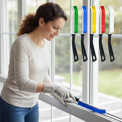 5PCS Crevice Cleaning Brush, Hard Bristle Gap Brush for Kitchen, Bathroom, Refrigerator, Washing Machine, Corner and Drain Cleaning, White Yellow Red Green Bule - color: White Yellow Red Green Bule