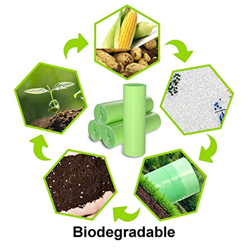 TECHSHARE 1.2 Gallon Biodegradable Trash Bags, 80 Count, Compostable Garbage Bags, 1.5 Gallon Capacity, Green - size: 1.2 Gallon, 80 Count (Pack of 1)