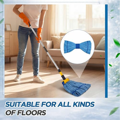 Hushee 6 Pack Large Microfiber Tube Mop Heads 18 oz Heavy Duty Commercial Industrial Wet Mop Head Refill Reusable Machine Washable Looped End Mopheads for Hardwood, Tile, Laminate Floors (Blue) - color: Blue