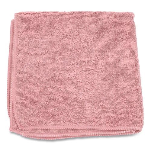 Boardwalk Microfiber Cleaning Cloths, 12-Pack, Pink, 12" Square, Superior Absorption, Washable, Lint & Streak Free, Used Wet Or Dry - color: Pink