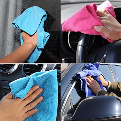 Microfiber Cleaning Cloths,5PK,11.8"x11.8",Highly Absorbent Ultra Soft Kitchen Towels,Lint-Free Streak-Free Reusable Cleaning Towels,Cleaning Rags for Window Car Home Kitchen - color: A-colorful