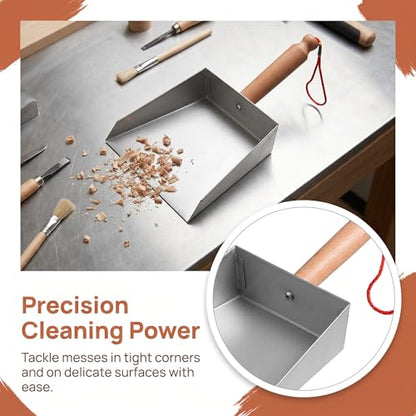 VOSAREA Mini Dustpan Stainless Steel Small Dustpan Portable Short Handle Compact Dust Pan for Workshop Table Desk Key Board