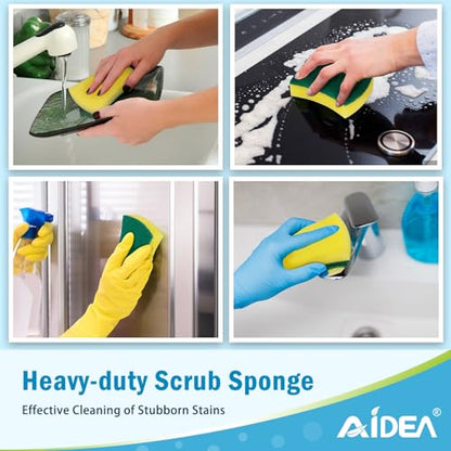 AIDEA Sponges Kitchen, 50 Pack Heavy Duty Dish Sponge, Cleaning Dish Scrubber Sponge for Home and Kitchen, Stink-Free Cleaning Supplies for Pots, Pans - style: Butterfly Shape
