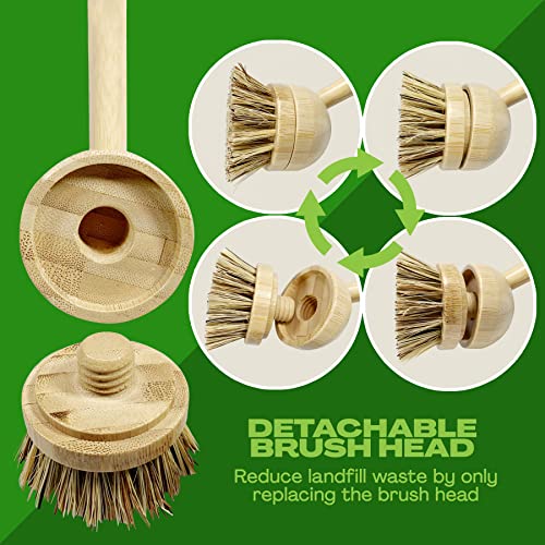 JuneLily Long Coconut Dish Brush Plant-Based Vegan for Kitchen Bathroom Cleaning Produce Washing Dishes (Long Dish Brush) - color: Long Dish Brush