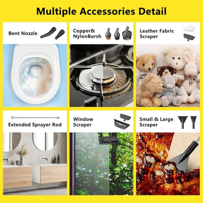 2026 New 3 Level Adjustable Pressurized Handheld Steam Cleaner for Home, 10s Heat-Up Handheld Steamer for Cleaning, 1.6 Qt Tank Portable Steam Cleaner Handheld for Car 1 PCS Yellow