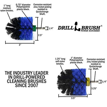 Drill Powered Scrubbing Brush Heads - Professional Boat Detailing Accessories - Aquatic Cleaning Supplies - Tank Scrubbing Brush - Boat Hull Cleaning Tools - Barnacle Busting Brush - Detailing Set - color: Blue