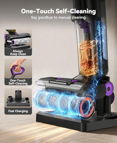 Wet Dry Vacuum Cleaner 20,000Pa,50Mins Runtime Cleaning Area 3013ft²,Cordless Vacuum Cleaner, Cordless Vacuum and Mop All in One,Self-Cleaning for Hard Floors Sticky Messes and Pet Hair H15Set