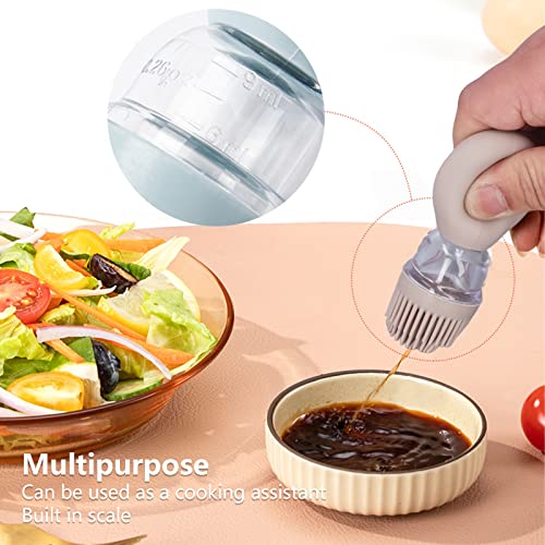 Srliya 2pcs Oil Container with Silicone Brush Oil Dispenser Bottle for Kitchen Grilling Baking Cooking (Coffee Color) - color: Coffee Color