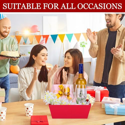 AFOROEOA 6PACK Red Baskets For Gifts Empty, 10x12”Thick Gift Basket with 6Bows 6Bags Empty Gift Baskets for Christmas, Easter, Birthdays, Valentine’s Day Wrapping Gift - color: 6PACK Red