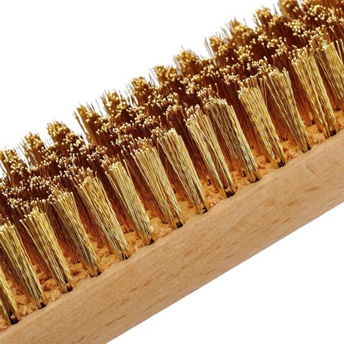 MAXMAN Brass Brush 3Pcs, Soft Brass 8 Rows 20 Bristles Wire Brush for Cleaning Metal Rust, Welds, Home and Kitchen, Wire Scratch Brushes with 10" Beechwood Handle - style: 8 rows 20 bristles 3PCS