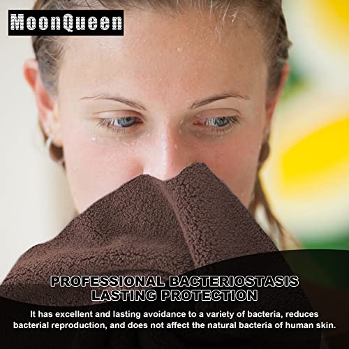 MOONQUEEN Microfiber Facial Cloths Fast Drying Washcloth 12 Pack - Premium Soft Makeup Remover Cloths - Wood Brown - color: Wood Brown, size: 12x12 Inch (Pack of 12)