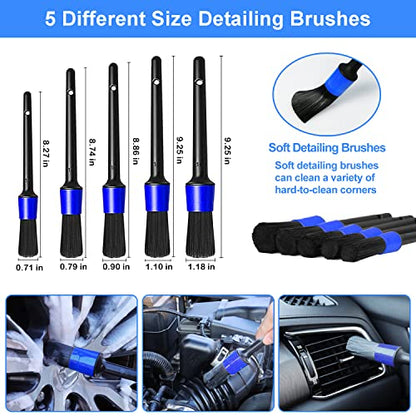 62'' Car Wash Brush Kit Mitt Mop Sponge with Long Handle, 1 Chenille Scratch-Free Replacement Head, Windshield Window Squeegee,Car Duster,Car Detailing Brushes,Tower,Car Cleaning Kit for Cars RV Truck