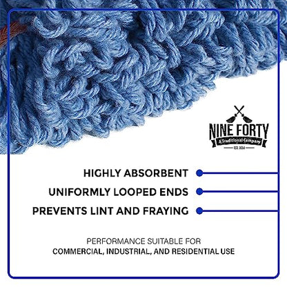 Nine Forty 2-Pack Industrial and Commercial-Grade Looped End Wet Mop Head Refill - Heavy Duty 20 Inch 4-Ply Premium Synthetic Yarn - for Optimal Absorption and Durability - White (2 Pack, Large) - color: White (Pack of 2)