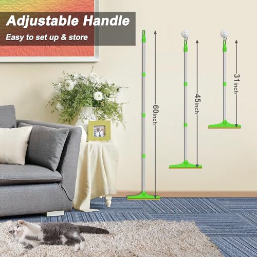 B-Land Carpet Rake for Pet Hair Removal, Reusable Pet Hair Remover with 60” Adjustable Long Handle, Carpet Scraper Dog Cat Hair Remover Tool for Rugs, Mats, Couch, Furniture Green - color: Green