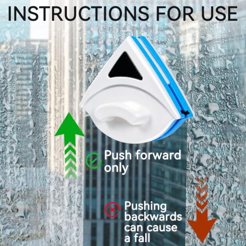 Magnetic Window Cleaner, P3‑8mm Double Sided Triangle Shape Glass Wiper Washing Brush Tool Glass Cleaner Window Cleaning Squeegee Kit for Outdoor (1)