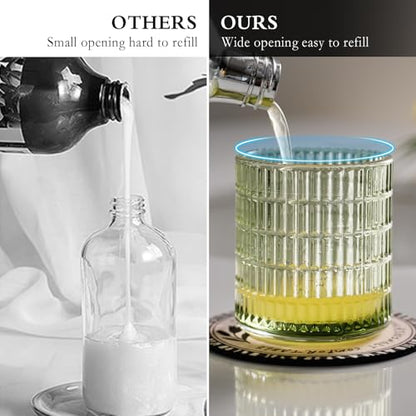 CICUFY Glass Foam Soap Dispenser for Kitchen & Bathroom, Refillable Lotion Dispenser with Large Gold Pump(Striped Pattern-Green) - color: Green, style: Foam/Striped Pattern