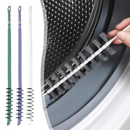 3 Pack Washing Machine Cleaning Brush, Crevice Brush of Drum Washing Machine, Home Essentials Cleaning Brush, Long Coil Brush Washing Machine Brush Stiff Bristle Cleaning Tool (3 Color) - color: 3 Color
