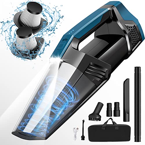 Blestan Cordless Car Vacuum Lightweight High Power Handheld Vacuum Cleaner with LED Light, Hand Vacuum for Car Home Office and Pet Hair, BlackBlue - color: Blackblue