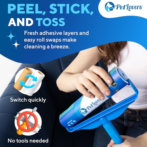PetLovers Extra Sticky Floor Lint Roller 4 Pack of Refills Only - No Handles Included - 90 Sheets Per Refill 360 Sheets Total - size: 4 Pack Floor Roller Refills