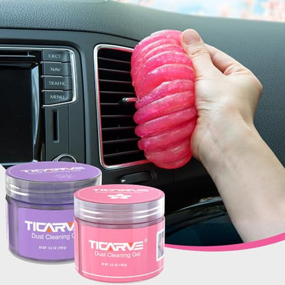 TICARVE 2 Pack Cleaning Gel Car Cleaning Putty Car Slime for Cleaning Car Detailing Gel Car Interior Cleaner Car Accessories Keyboard Cleaner Rose Purple (320g/11.2oz) - color: Purple+Rose Red