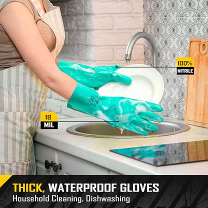 COOLJOB 18 Mil Chemical Resistant Nitrile Gloves 13" Long, Resist Household Acid, Alkali, Solvent and Oil, Latex Rubber Free - size: X-Large, style: Pack of 1