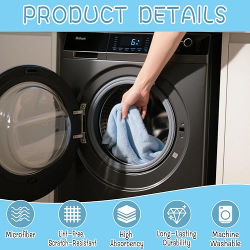 6 Pack Extra Large Microfiber Cleaning Cloths 20"x30", Lint-Free Reusable Towels for Home, Glass, Windows, Office, Kitchen, Bathroom – Mixed Blue - color: Mixed Colors