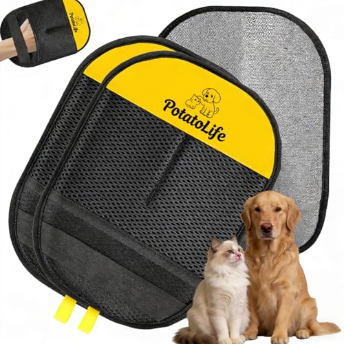 PotatoLife Pet Hair Removal Glove Upgraded Reusable Electrostatic Washable Fur Remover for Dogs Cats, Grooming Mitt for Couch, Sofa, Furniture, Carpet, Clothing and Car Seat, 2-Pack Large - size: 2-Pack Large