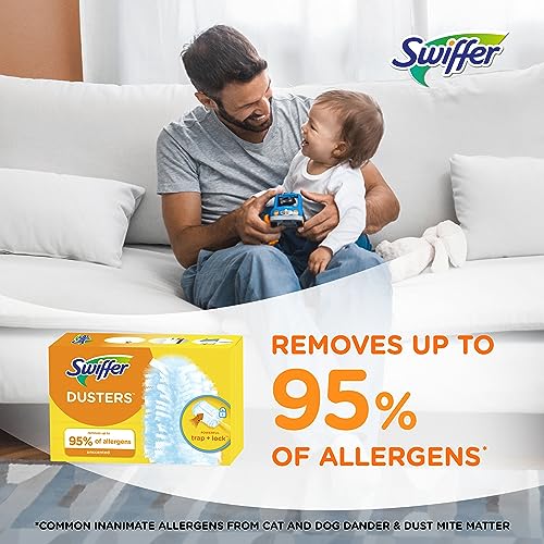 Swiffer Dusters Refill for Cleaning, Made by SWIFFER, Feather & Microfiber Duster Disposable Alternative, for Dusting Furniture, Blinds, Ceiling Fans, Walls, Helps Remove Allergens, Unscented, 18ct - size: 18 Count (Pack of 1), style: Unscented