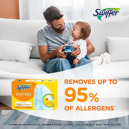Swiffer Dusters Refill for Cleaning, Made by SWIFFER, Feather & Microfiber Duster Disposable Alternative, for Dusting Furniture, Blinds, Ceiling Fans, Walls, Helps Remove Allergens, Unscented, 18ct - size: 18 Count (Pack of 1), style: Unscented
