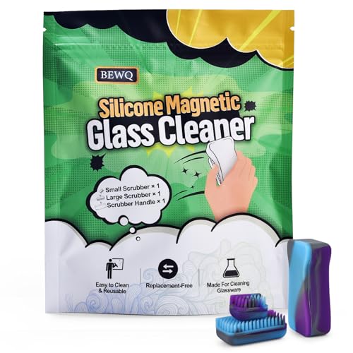 Magnetic Glass Cleaner Kit - Reusable Pipe Cleaning Tool Deep Cleans Hard-to-Reach Stains Two Silicone Brush with Handle Design Versatile for Glassware, Ceramic Surfaces, Purple - color: Purple