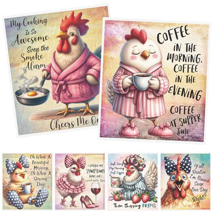 Funny Chicken Swedish Dishcloths for Kitchen, 6PCS Cellulose Sponge Reusable Paper Towels Washable, Cute Absorbent Fast Drying Swedish Dish Cloth for Home Cleaning - style: Funny Chicken