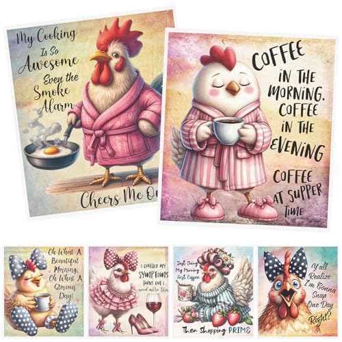 Funny Chicken Swedish Dishcloths for Kitchen, 6PCS Cellulose Sponge Reusable Paper Towels Washable, Cute Absorbent Fast Drying Swedish Dish Cloth for Home Cleaning - style: Funny Chicken
