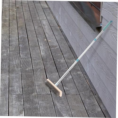 Zerodeko Hard Scrub Brush with Stainless Steel Handle Heavy Duty Patio and Concrete Cleaning Tool Stiff Bristles for Efficient Grime Removal