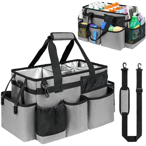 Cleaning Caddy Bag, Large Cleaning Supplies Organizer for Housekeepers, Housekeeping Caddy with Handle and Detachable Padded Cushion, Gray - color: Gray, size: Large