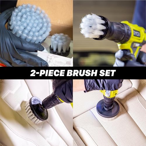 Maxshine Universal M8 Medium-Duty Upholstery Carpet Brush Drill Attachment – White Scrub Brush Kit for Fabric, Leather, Carpet, Seats & Floor Mats – Removes Grime, Stains, Dirt & Buildup - size: Full Set White