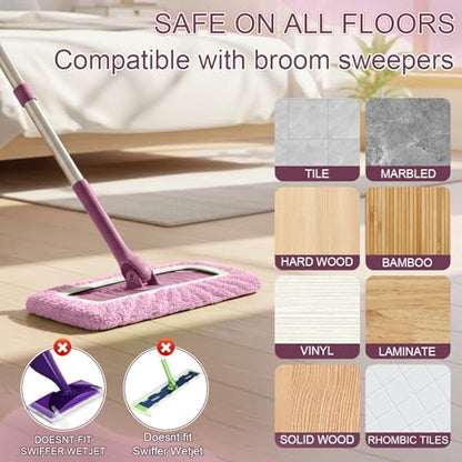 8 Pack Reusable Microfiber Mop Pads - Dry Sweeping Cloths & Wet Mopping Cloths - Washable Wet Pads Refill for Mopping Floors (Mop is not Included), Pink - color: Pink 8-pack