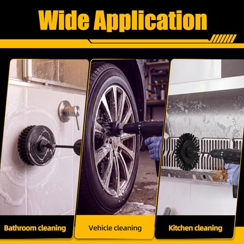 BBQ Grill Brush with Cleaning Spray, Cordless Drill Spin Brush Cleaning Kit - Nylon Safe Bristle & Wire Free, Safe for Stainless Steel, Porcelain, Charcoal Smoker Grill (Drill Not Included)