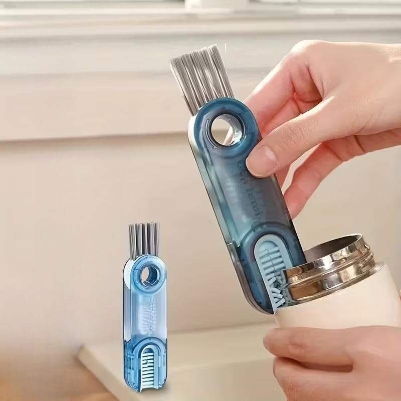Three-in-One Cup Lid Cleaning Brush, Multipurpose Crevice and Bottle Cleaning Brush, Cleaning Supplies, Home Kitchen Crevice Cleaning Tool, Green - color: Green