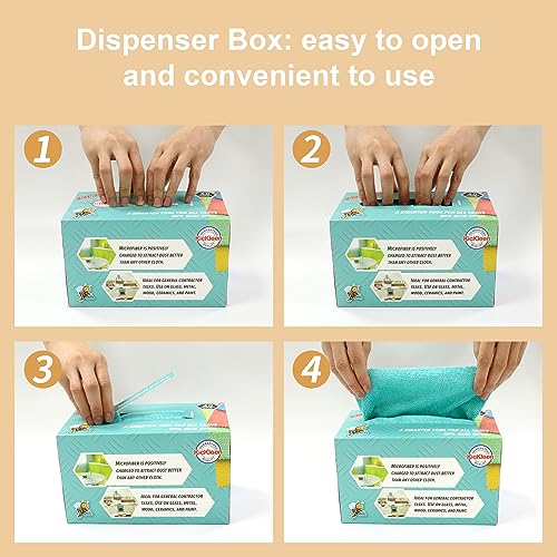 Microfiber Cleaning Cloth, Lint-Free Shop Towels Reusable, Bulk Rags in a Box for Home, Kitchen and Car, 8 Inch x 8 Inch,40 Pack with Box (Blue) - color: Blue