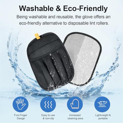 Pet Hair Removal Glove for Cats & Dogs, Upgraded Five-Finger Electrostatic Pet Hair Glove, Reusable Magic Brush Pet Hair Remover Tool for Laundry, Couch, Carpet, Car Seat - color: Black