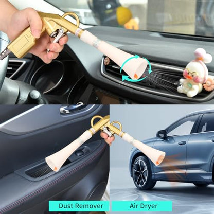 GOCCIDA Air Blow Gun Car Detailing Interior Car Cleaning Gun Car Dryer Air Blower for Car Detailing Air Gun Car Dust Cleaner Air Compressor Blower Gun with Nozzle and Auto Detailing Dusting Brush - style: HCL-13gold