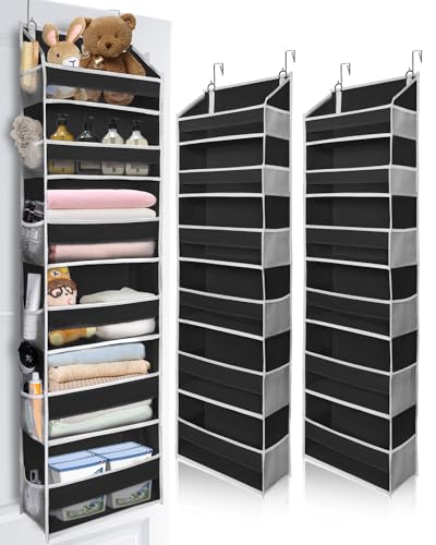 ULG 2Pack-Over The Door Organizer with 6 Large Pockets 12 Side Pockets Door Hanging Organizer Black Door Hanging - color: Black, size: 2 Pack-6 Tier